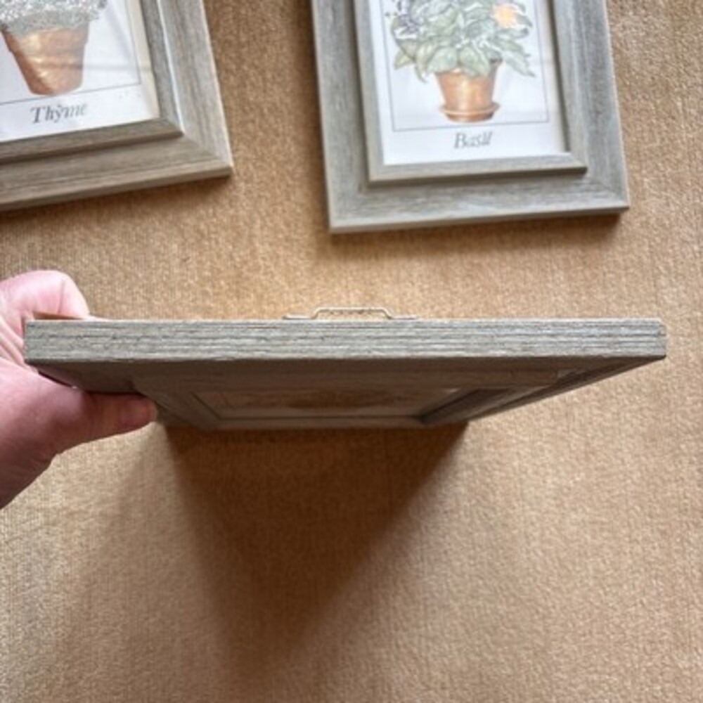 EUC Set Of Three Herb Portraits Thyme Sage Basil, Faux Wood Frame, 9 1/2 X 7 1/2 - Picture 7 of 12